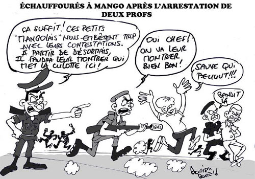 Nouvelles répressions barbares à Mango | Caricature : Donisen Donald / Liberté