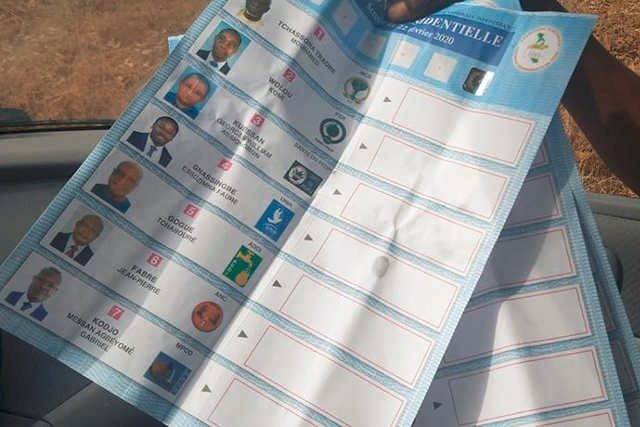 Un des bulletins de vote pré-votés Faure pour bourrer les urnes lors de la présidentielle 2020 au Togo | Photo : DR/FB
